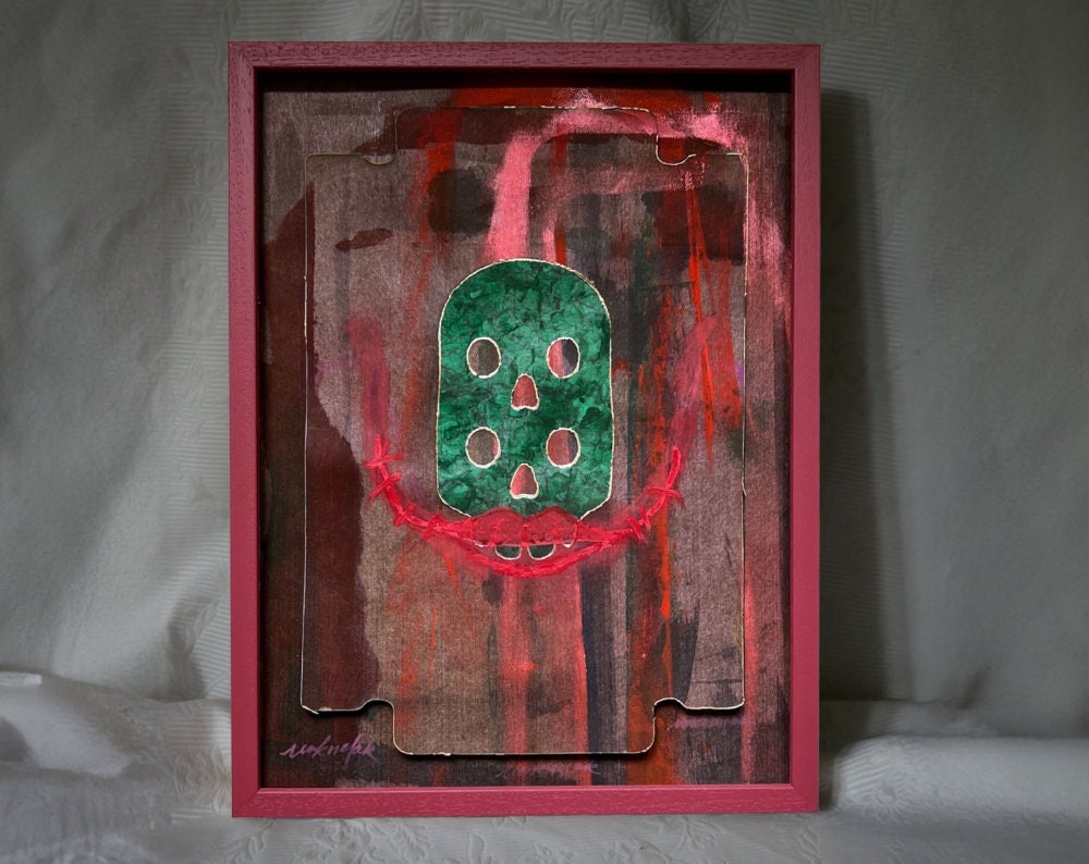 l'homme qui rit, Acryl auf Holz, Detailansicht 3